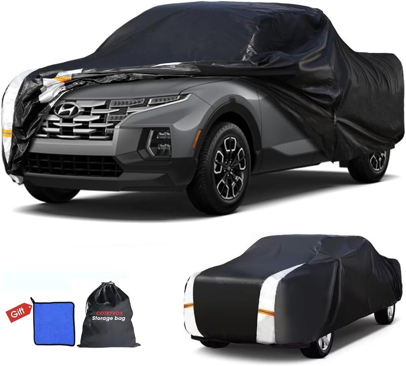 Cotryvox Hyundai Santa Cruz Truck Cover Custom Fit 2021-2026 Crew Cab Short Bed(4.3') with Door Zipper, 10 Layers Outdoor Heavy Pickup Truck Cover Waterproof All Weather, Wind Dust Sun Protector. - Image 1